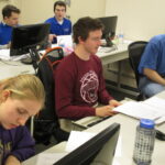 Students working at computers.